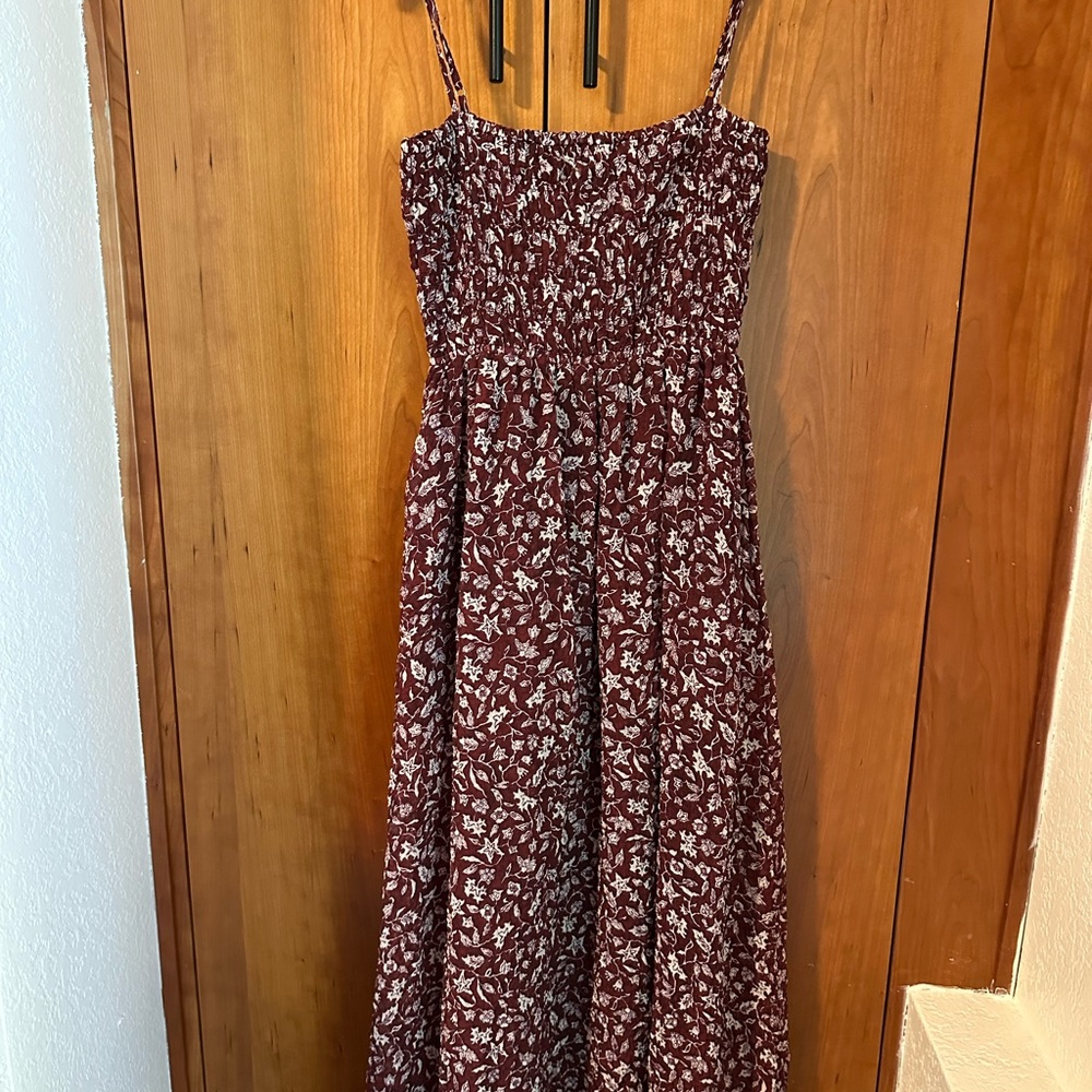 Madewell Burgundy Floral Maxi Dress